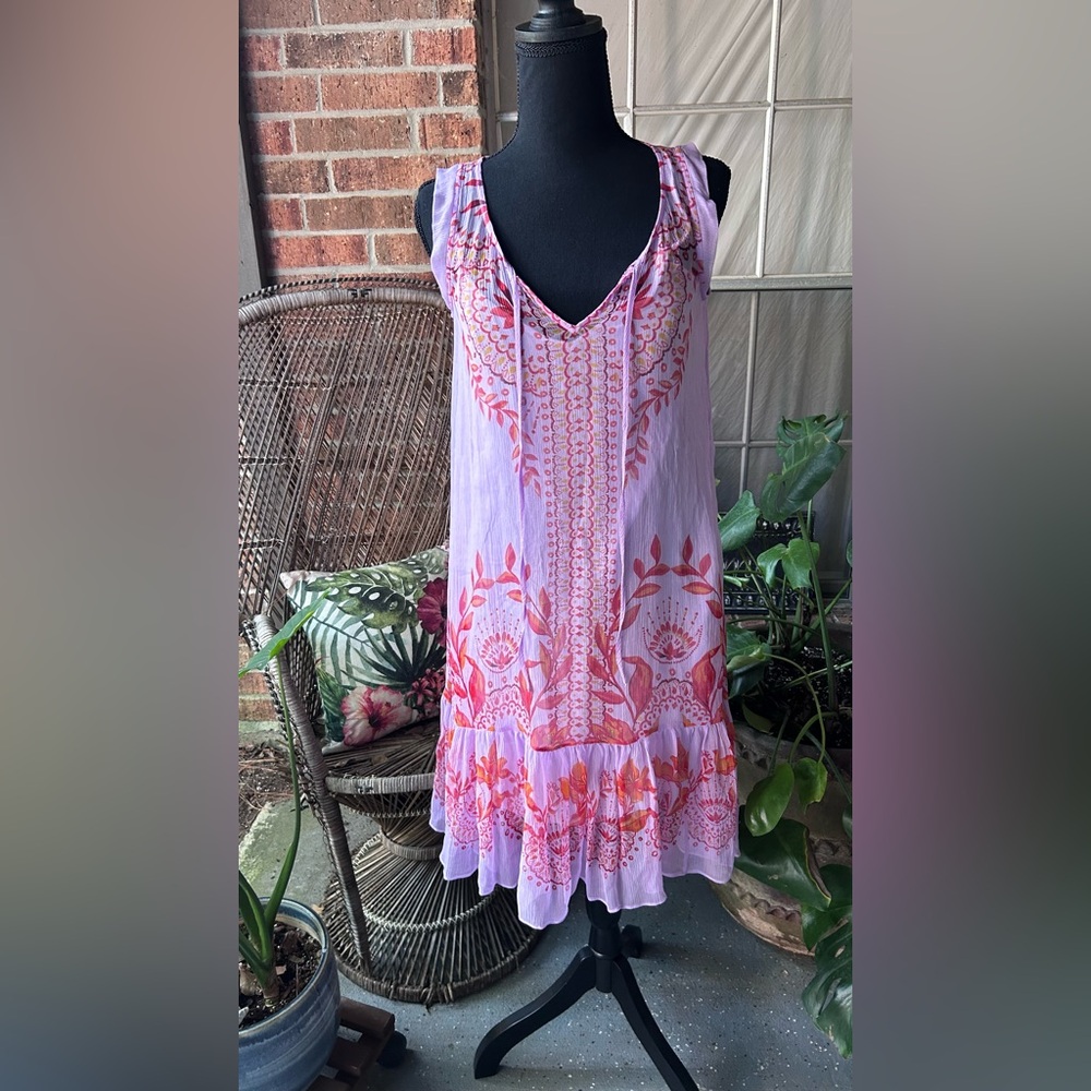 Anthropologie Floreat Wisteria Silk Dress
